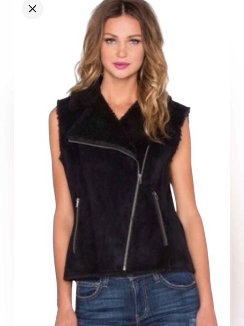 Velvet by Graham & Spencer Moto Vest Jacket Black Faux Suede Women’s S Outdoors